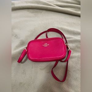 Coach double zipper mini crossbody in fuchsia pink